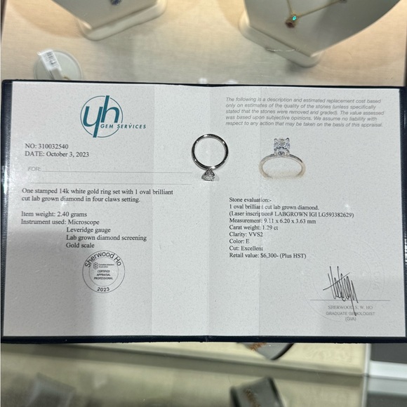 -SOLD-14k White Gold Oval Brilliant Cut Lab-Grown Diamond Ring 1.29CT - Picture 5 of 5